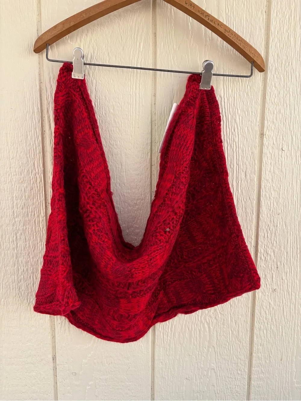 Unisex Large warm knitted long winter scarf Red